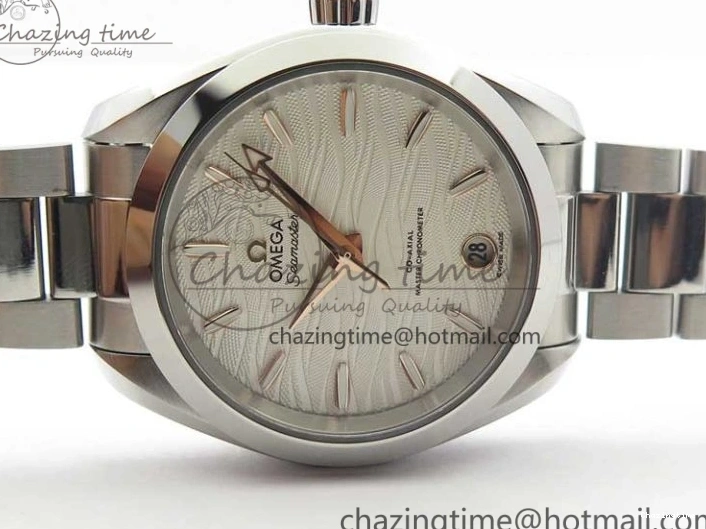 0121 Aqua Terra 150M 34mm Ladies SS VSF 1:1 Best Edition White Wave Dial RG Markers on SS Bracelet A WellDesigned 7928